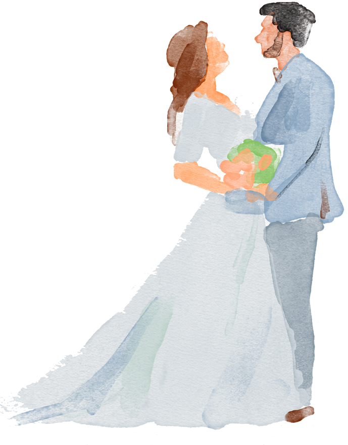 Watercolor wedding couple